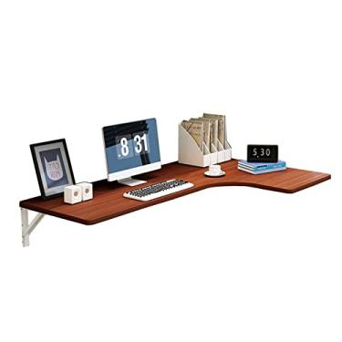 Imagem de Mesa dobrável em forma de L para laptop flutuante simples para escritório, lavanderia, garagem, estudo ou cozinha (70 x 50 x 30 cm/27,5 x 19,6 x 11,8 cm, cor teca)