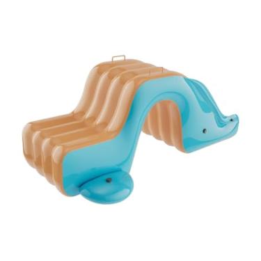 Imagem de RNXRZANK Tobogã Inflável, Centro de Jogos Inflável, Degraus Alargados, Fácil de Inflar, Brinquedo Divertido para Piscina, Jardim, Quintal E Festas de Verão, Verde e Laranja