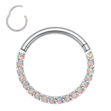 Imagem de PEAKLINK 16G 18G 316L Aço Inoxidável CZ/OPALA Piercing Septo Clicker Anel de Nariz Articulado Brincos Daith Piercing Conch Jewelry Helix Cartilage Tragus Lobe Belly Hoop Brinco, outro