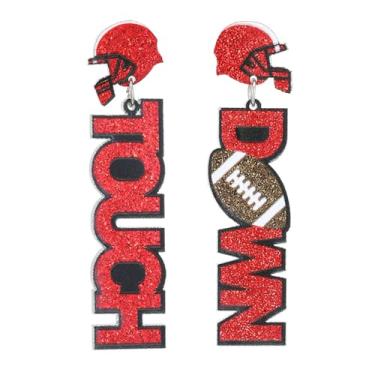 Imagem de Dreuyet Brincos de futebol com glitter para mulheres, leves, brilhantes, coloridos, para o dia do jogo, esportes, mãe, futebol, jogos, dia de jogo, acessórios de bijuteria, Middle, Acrílico, Sem pedra