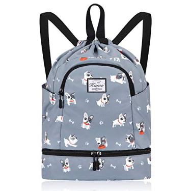 Imagem de KAMO Mochila com cordão – Mochila esportiva para natação e ioga com compartimento para sapatos, Cão, One Size, Viajar
