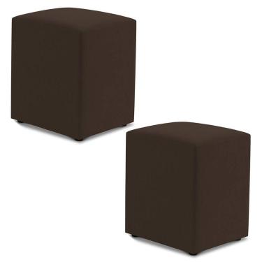 Imagem de Kit 02 Puffs Decorativos Sala De Estar Quadrado 36x47cm Suede Marrom - Abmaza