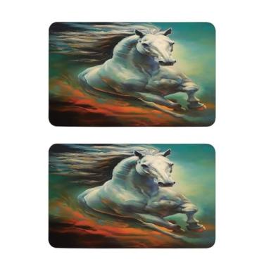 Imagem de Blueangle Conjunto de 2 ímãs de geladeira de pintura galopante de cavalo - Ímãs decorativos engraçados de geladeira de cozinha - Seguro para lava-louças e decoração magnética durável (447)