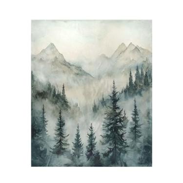 Imagem de Blueangle Cobertor de montanha verde escuro super macio e quente, 127 x 152 cm, leve para todas as estações, cobertor aconchegante para cama, sofá, sofá, fácil de cuidar (150)