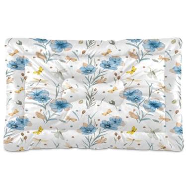 Imagem de SEHANY Cama de flores coloridas para cães e gatos com fundo antiderrapante, cama de canil, colchão macio para animais de estimação, lavável para cães pequenos, médios e grandes, gatos, 91 x 61 cm