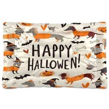 Imagem de SEHANY Cama de Halloween para cachorrinhos e gatos com fundo antiderrapante, cama de canil, colchão macio para animais de estimação, lavável para cães pequenos, médios e grandes, gatos, 61 x 45 cm