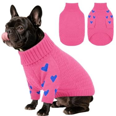 Imagem de Kuoser Suéter para cães, suéteres quentes para cães médios, suéter de malha de gola rolê, roupa de Natal, roupas de inverno para animais de estimação para o frio, pulôver para meninas, meninos, para