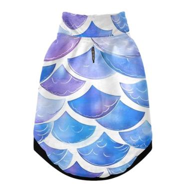 Imagem de SEHANY Casaco de cachorro com escama de peixe arco-íris para cães pequenos, superquente à prova de vento, jaqueta de inverno macia e aconchegante para clima de neve fria com coleira para animais de