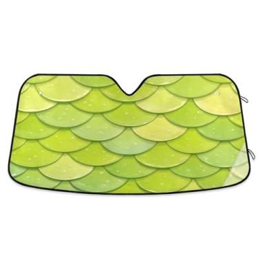 Imagem de ATTX Para-brisa de carro em escala de sereia 144.8 cm x 80.0 cm Escudo solar universal com proteção UV, persiana de janela frontal automática dobrável para caminhões Sedans SUVs #756