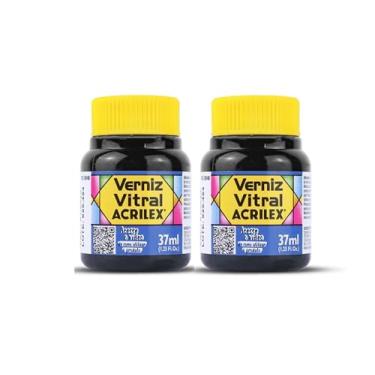 Imagem de Kit 2 Verniz Vitral Acrilex Azul da Prússia 580 37ml – Acabamento Brilhante e Transparente para Vidro, Copos, Garrafas, Vasos, Cerâmica e Efeito de Vitrais