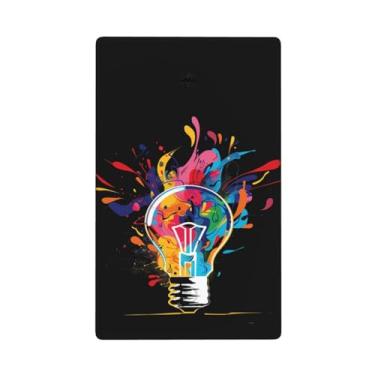 Imagem de Lâmpadas coloridas em branco, placas de parede elétricas, placa decorativa para interruptor, 1 placa de interruptor e tampa de tomada 7 x 11,4 cm para cozinha, quarto, decoração de casa