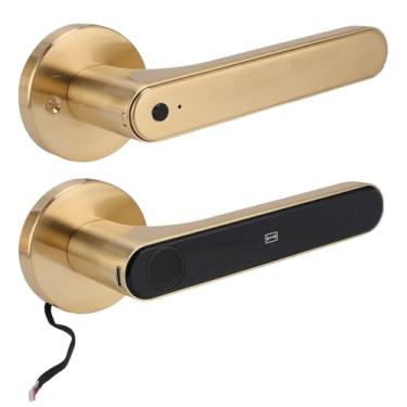 Imagem de Phefop Fechadura Inteligente de Entrada de Porta, Fechadura de Acesso Sem Chave Com Impressão Digital e Senha para Casa e Escritório, Funções 5 Em 1 Alça Dourada