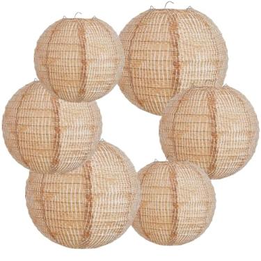 Imagem de Hortsun 6 peças de lanternas de papel de serapilheira impressas lanternas de papel chinesas redondas decorativas de casa de fazenda decoração de sala de aula doce sala de aula festa de aniversário