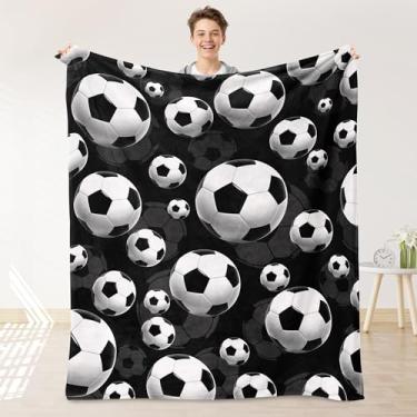 Imagem de Cobertor de futebol para meninos, adolescentes, presentes de futebol para meninos, cobertor ultra macio para decoração de sofá-cama 127 x 152 cm