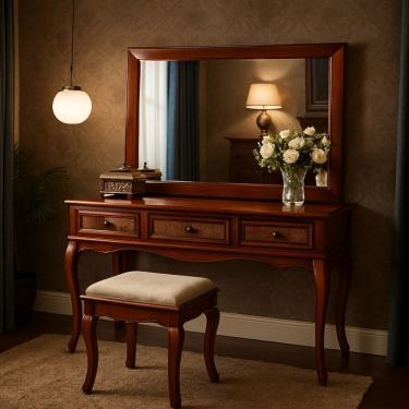 Imagem de Penteadeira Rústica com Espelho e Banqueta Aurora Solare