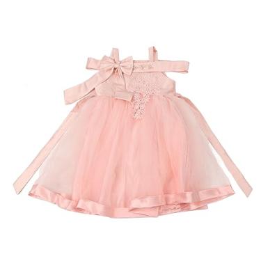 Imagem de ASHATA Vestido de Baile Bordado Floral para Meninas, Elegante, Ombro de Fora, para Festas de Aniversário e Casamentos, Vestido de Mistura de Algodão (140cm)