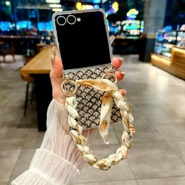 Imagem de Capa com glitter em formato de escama de peixe e cordão de fita para Samsung Galaxy Z Flip 7 6 5 4 3 Zflip7 Flip6 5g, com alça de mão (para Galaxy Z Flip4/2)