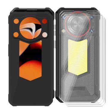 Imagem de KJYFOANI Capa Oukitel WP53 Pro (6,5 polegadas), com [4 películas protetoras de tela de vidro temperado], capa preta de silicone macio à prova de choque para - preta