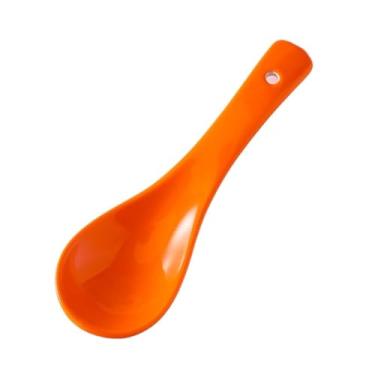 Imagem de Concha de sopa Colheres de sopa cerâmica 6 peças, colher porcelana chinesa asiática para, bolinho, wonton, café, sobremesa, cereal(Orange)
