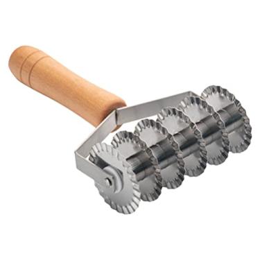 Imagem de Kichvoe Cortador de aço inoxidável, cabo de madeira, cortador ergonômico de treliça para macarrão, biscoitos, pizza, fácil de limpar para assar em casa