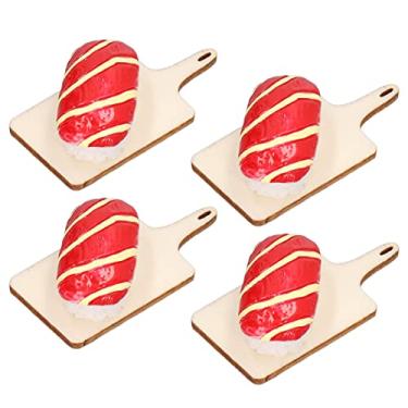 Imagem de Generic Modelo de Brinquedo de Sushi de Salmão Artificial para Decoração de Padaria de Casa de Bonecas, Amostras Falsas Realistas de Sushi para Exibição de Cozinha ou Adereços de Ensino