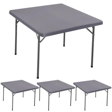 Imagem de Pacote com 4 toalhas de mesa quadradas elásticas ao ar livre para mesa de piquenique de 91 x 91 cm, à prova d'água, elástica, lavável, toalha de mesa de elastano dobrável para acampamento, banquete