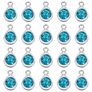 Imagem de Spritewelry Berloques de pedra do mês de nascimento de vidro, pingentes redondos de cristal de strass, pingentes de pedra de nascimento de cristal para fabricação de joias, colar, brinco, Metal não