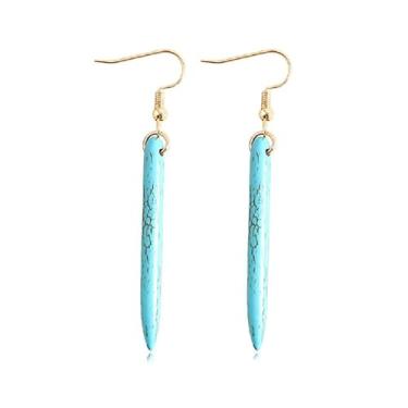 Imagem de Brincos femininos turquesa com pingente boêmio, joias artesanais, acessórios leves estilo vintage, presente para mãe, esposa, amigos, presentes de amizade para mulheres, dia dos namorados, Medium