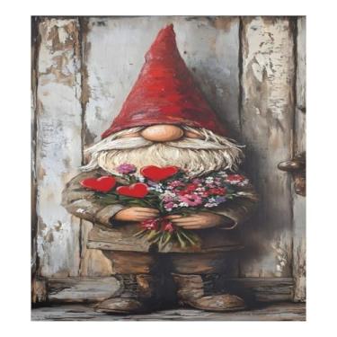 Imagem de Qilmy Capa de ímã de máquina de lavar louça de gnomo fofo dia dos namorados 58 x 66 cm capas decorativas de geladeira para porta frontal adesivo de folha magnética máquina de lavar louça painel