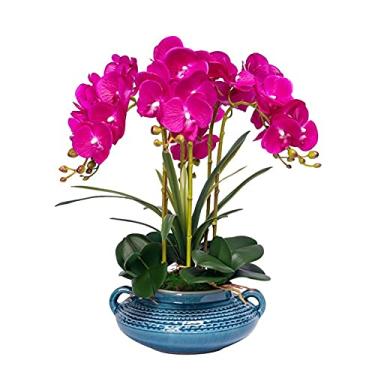 Imagem de Flor artificial em vaso orquídea artificial com vaso flor falsa Phalaenopsis plantas falsas em vaso para casa sala de estar centros de mesa arranjos decoração