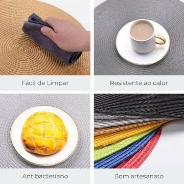 Imagem de Jogo Americano Redondo Sousplat Supla Mesa Posta 6 Peças Cinza Escuro 