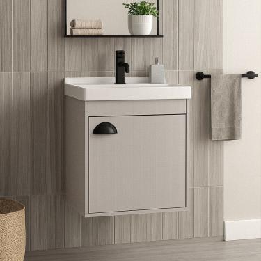 Imagem de Gabinete Armário para Banheiro 40cm MDF com Cuba - Cremona Lineo