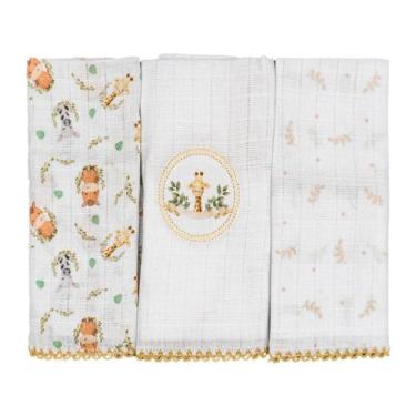 Imagem de Kit com 3 Panos de Boca Ursinhos Baby Joy, Safari