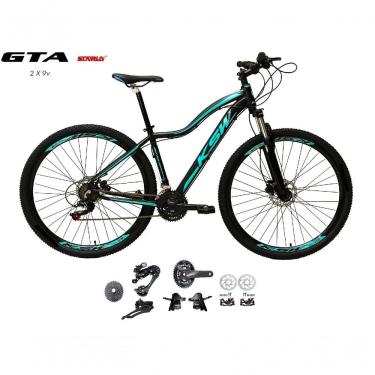 Imagem de Bicicleta Aro 29 Feminina Ksw Mwza Kit 2x9 Gta Sunrun K7 Freio A Disco Garfo Com Trava preto-Azul Tam: 17