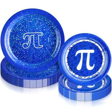 Imagem de Teenyyou Pacote com 100 pratos de papel com símbolo Pi para torta de festa, pratos de jantar descartáveis, tema de matemática, materiais para festa de aniversário, aprendizagem, tema de matemática