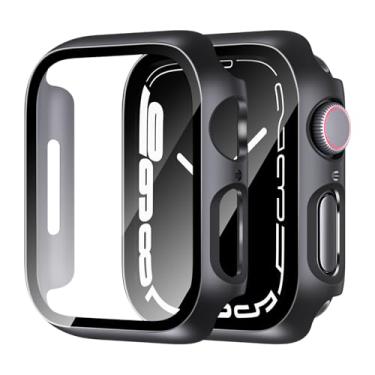 Imagem de idudu Capa rígida compatível com Apple Watch Series 7 8 45 mm [proteção total], protetor de tela integrado [sensível ao toque] Capa protetora fina de 45 mm, preta