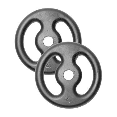 Imagem de Kit 2 Anilhas 4Kg Fitness Ferro Pintada Academia Treino 8Kg