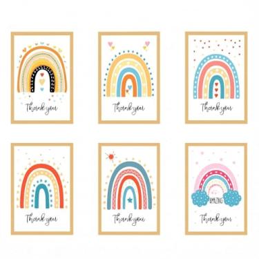 Imagem de Conjunto de 24 cartões de agradecimento arco-íris com envelopes para casamentos e noivados