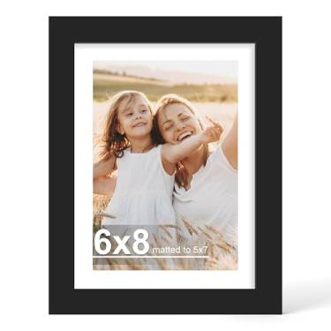 Imagem de Hongkee Porta-retrato 15 x 20 cm com vidro, exiba imagens 13 x 17 com tapete ou 15 x 20 sem tapete - parede e mesa, molduras de madeira 15 x 20 (preto, 1 pacote)