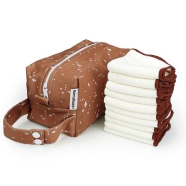 Imagem de Mama Koala Lenços umedecidos para bebês de pano natural, lenços de fraldas reutilizáveis e laváveis, lenços de rosto de bebê não branqueados naturais, pacote com 10 unidades com 1 peça de cápsula à