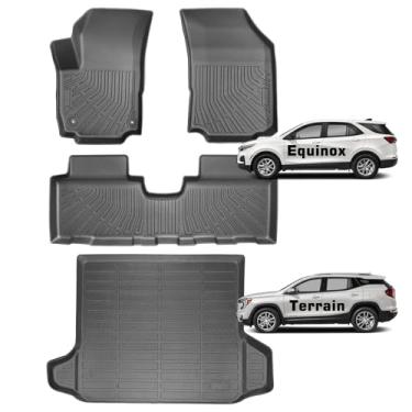Imagem de Tapetes para Chevy Equinox/GMC Terrain 2018-2024, tapetes de carro para Chevrolet Equinox|GMC Terrain 2024 2023 2022 2021 2020 2019 2018 para todos os climas TPE antiderrapante acessórios de forro de