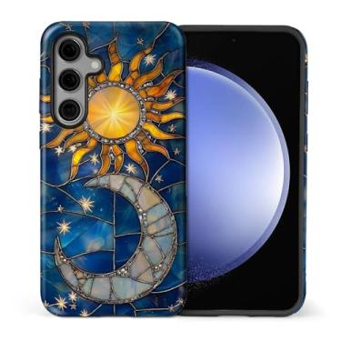 Imagem de Flivro Capa para Samsung Galaxy S25 FE, 2 em 1 PC, capa rígida de silicone, amortecedor interno, antiarranhões, à prova de impacto, design fino, vidro manchado, céu noturno estrelado