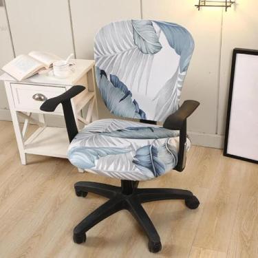 Imagem de Capa universal giratória para cadeira de escritório, capas elásticas para cadeira de escritório, protetores de almofada removíveis laváveis, fáceis de limpar, resistentes, resistentes ao desbotamento