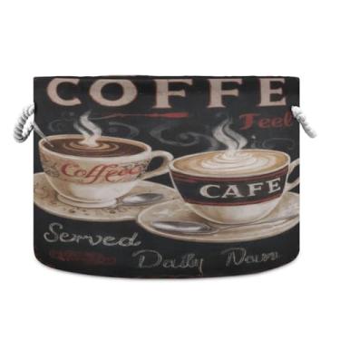 Imagem de JUZIHAI Cesto de armazenamento dobrável de café da manhã, cesto de roupa suja para bebê, cobertor com alças de corda de algodão, caixa de brinquedos dobrável, organizador de armário para quarto