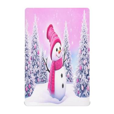 Imagem de Qilmy Lençóis de berço de árvore de boneco de neve com cena de Natal, macio, respirável, de microfibra elástica, lençol com elástico para meninos e meninas, mini berço 132 cm x 71 cm capa de colchão