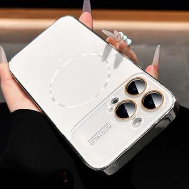 Imagem de IRTGFG Capa de vidro com lente grande e armadura magnética para iPhone 16 Pro Max (para iPhone 16 Pro Max/branco)