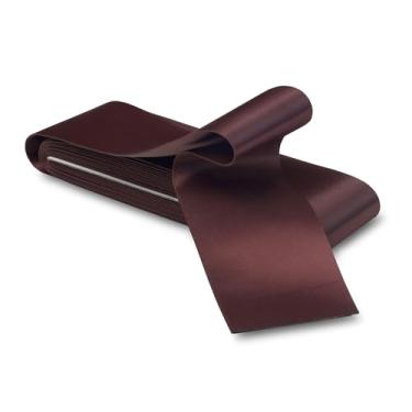 Imagem de Cobertor de cetim marrom de 5,8 cm x 11,5 m, fita adesiva de encadernação com dobra única, costura no cetim, acabamento liso, acabamento duplo, acabamento durável, ideal para colcha de bordas