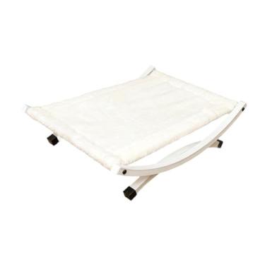 Imagem de IEUDNS Cama elevada para gatos, rede elevada para animais de estimação, berço moderno e elegante para gatos, espreguiçadeira para uso interno e para, Branco