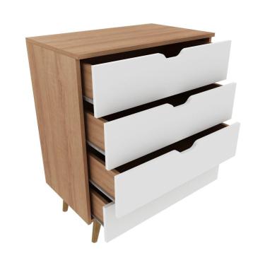 Imagem de Cômoda De 68x92,5cm Com 4 Gavetas E Pé Cônico Amêndoa/branco