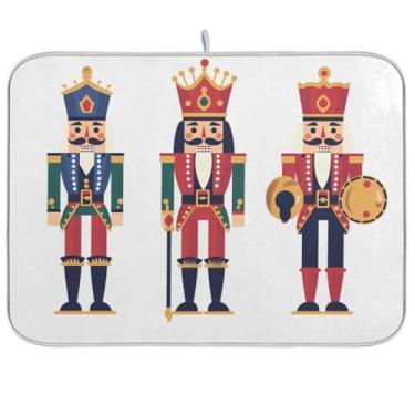 Imagem de Tapetes absorventes de secagem de pratos para balcão de cozinha, tapete reversível para quebra-nozes de Natal, tapete de escorredor de pratos de microfibra, tapete protetor de bancada, 45 x 61 cm